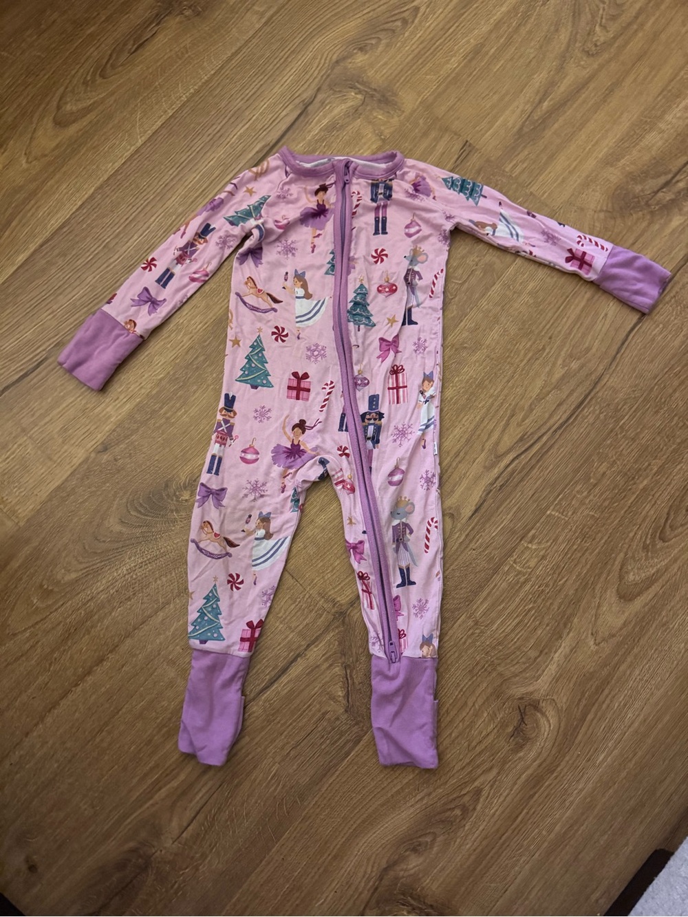 Little Sleepies Pink Holiday Print Kids One-Piece Pajamas (6-12 months)